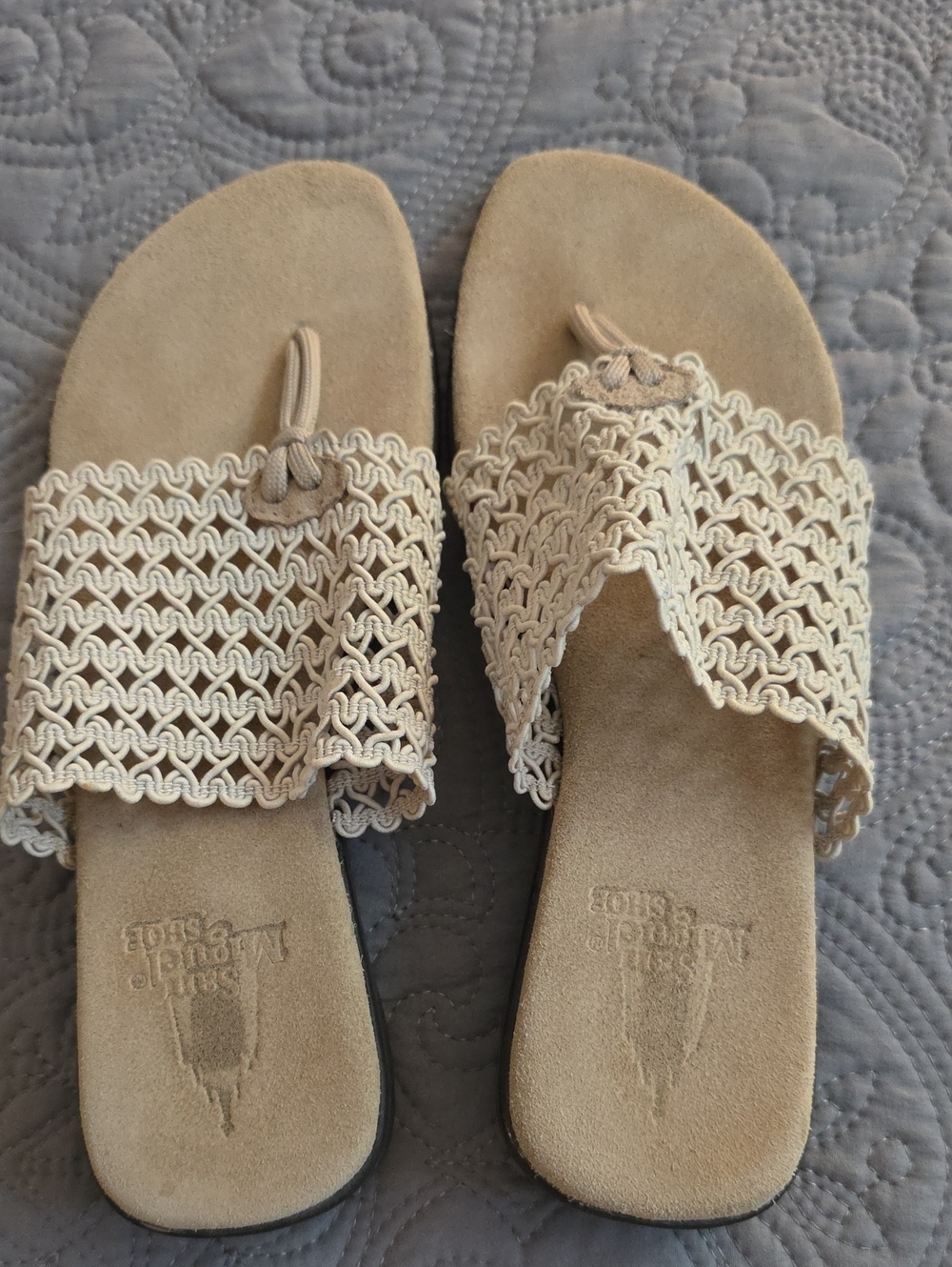 Women's Neutral Macrame Slide Sandals - Beige